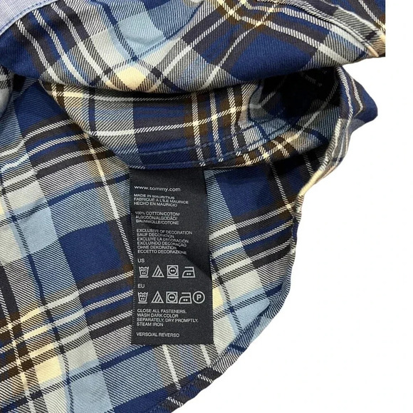 Tommy Hilfiger Blue Plaid Cotton Button Down XXL - Picture 4 of 4